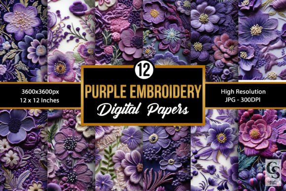 Purple Floral Embroidery Digital Papers: A Designer Review